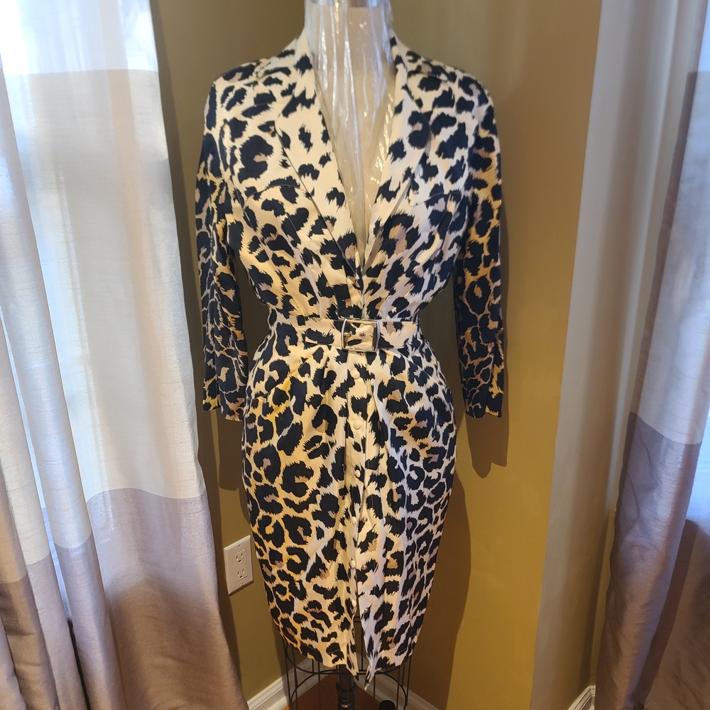 Thierry Mugler VINTAGE Leopard Print Wrap Dress Sz 40 made in France
